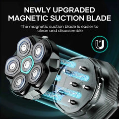 6D Magnetic Floating Head Shaver – Professional IPX6 Waterproof Bald Head & Beard Shaving System