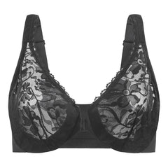 Plus Size Front Closure Racerback Bra | Stretch Lace Underwire Full Coverage