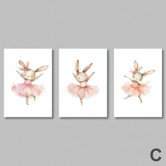 3pcs Ballerina Bunny Canvas Prints by Snagg A Print