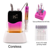Professional 35,000 RPM Coreless Motor Nail Drill – High Torque 65W Wireless Desktop Station
