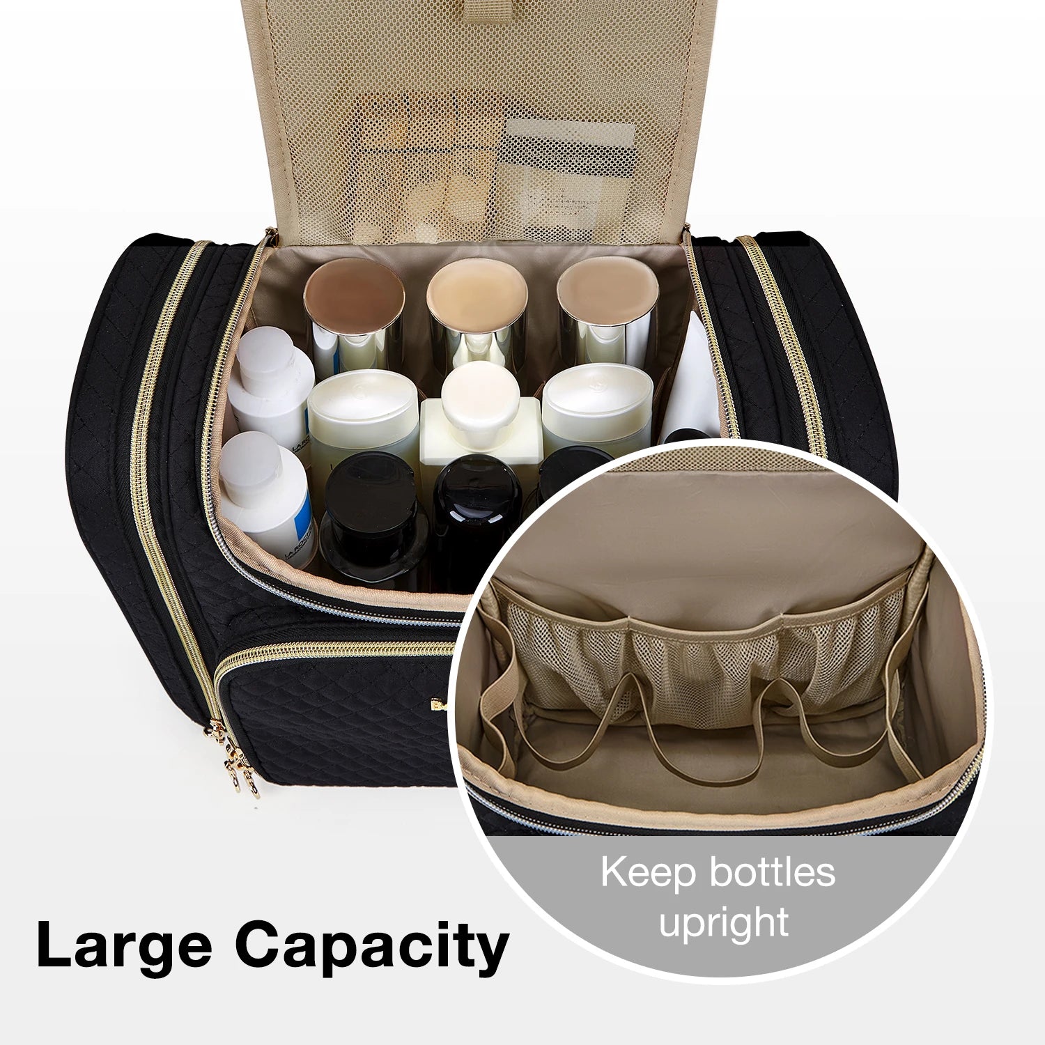 Women's Water-Resistant Makeup Bag – Large Capacity Toiletry & Cosmetic Travel Organiser