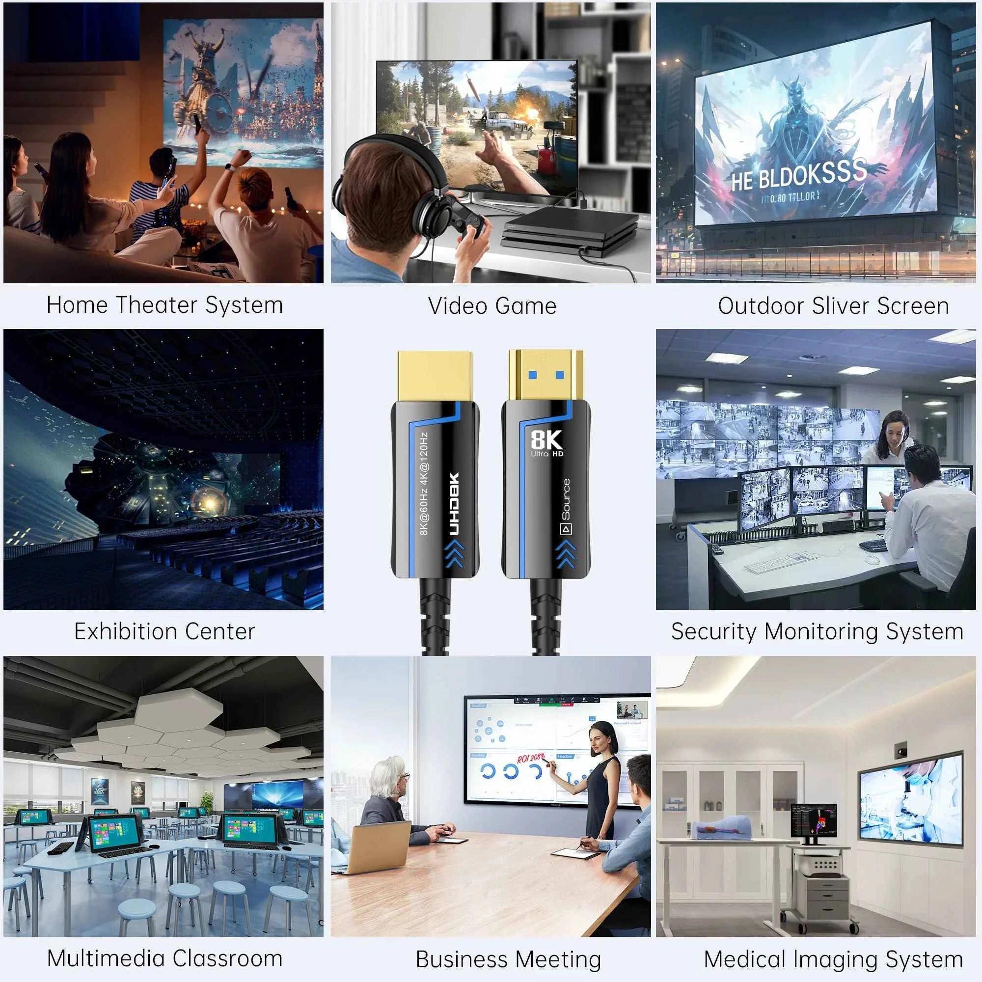 HDMI 2.1 Fine Fiber Optic Cable 8K@60Hz / 4K@120Hz – 48Gbps HDR, eARC & HDCP for TV, PS5 & Blu-ray