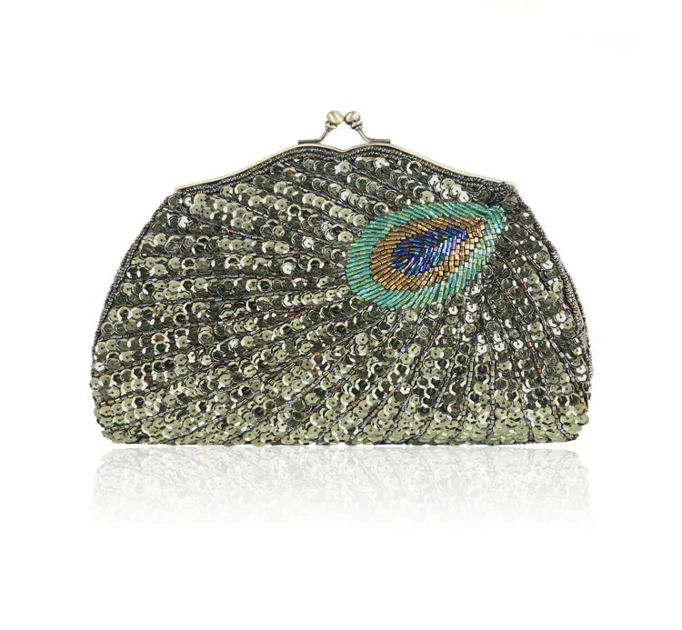 Retro Beaded Peacock Evening Purse by Snagg It Purses