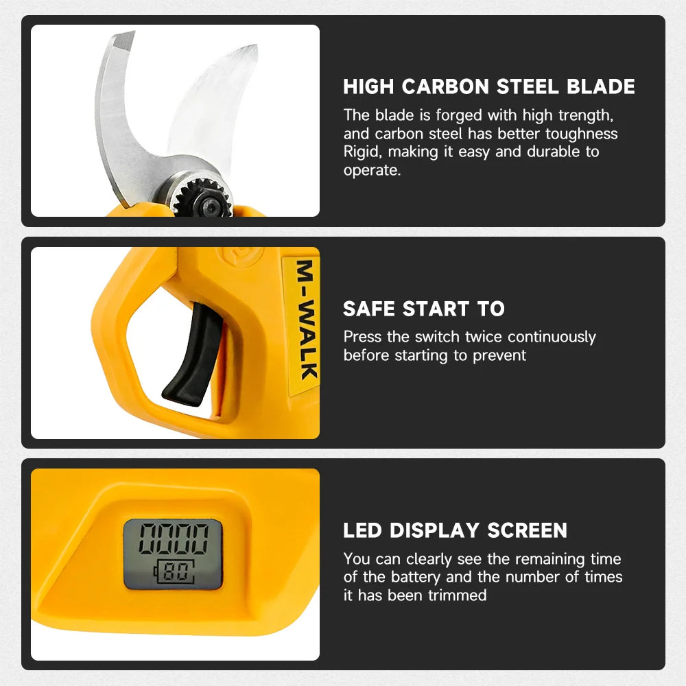 20V Brushless Cordless Electric Pruning Shears – 25mm Power Cutter for Garden & Tree Trimming - Dewalt 20 V Batteries