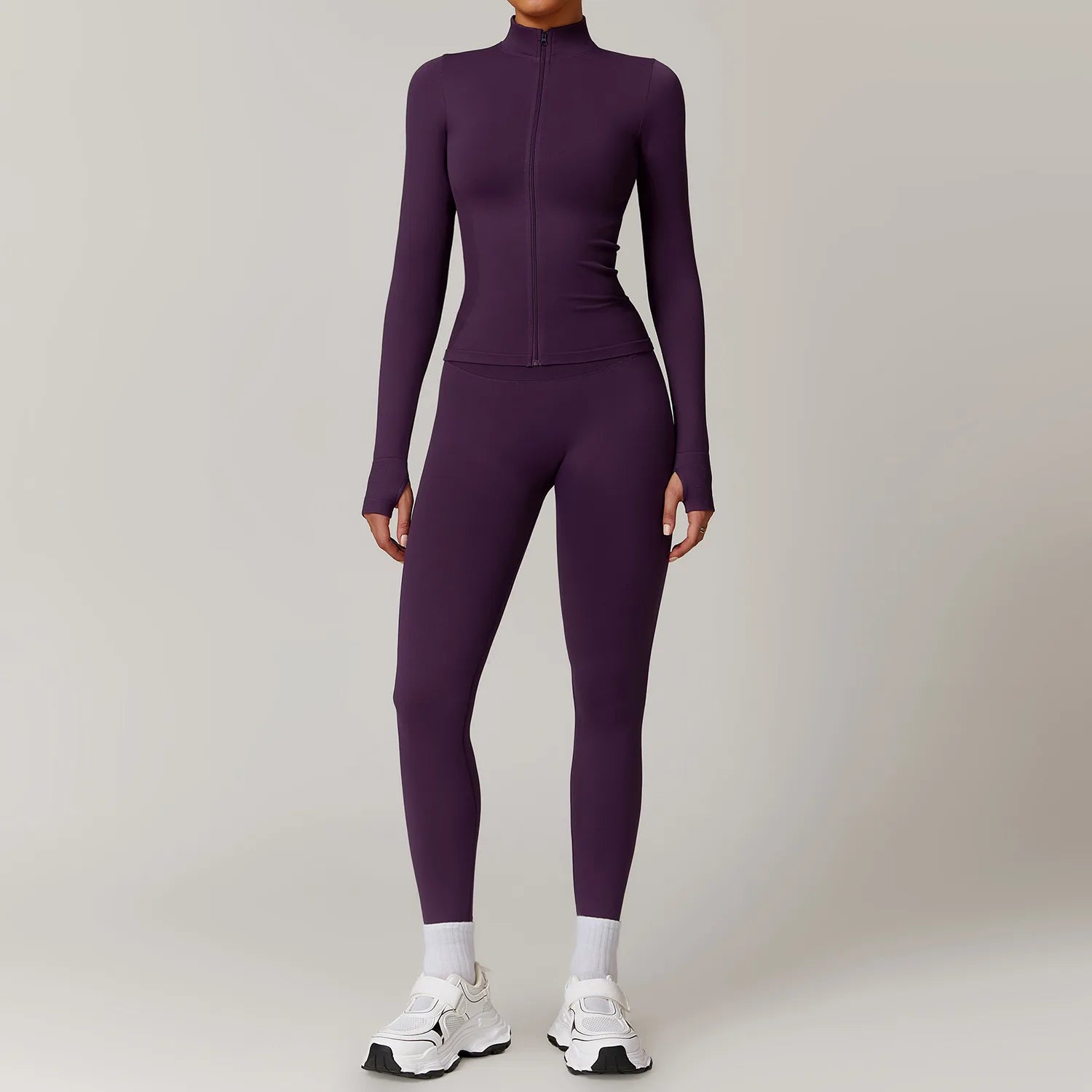 Women's Seamless Long Sleeve Yoga Set | Gym Fitness Jacket Tracksuit & Leggings Sportswear