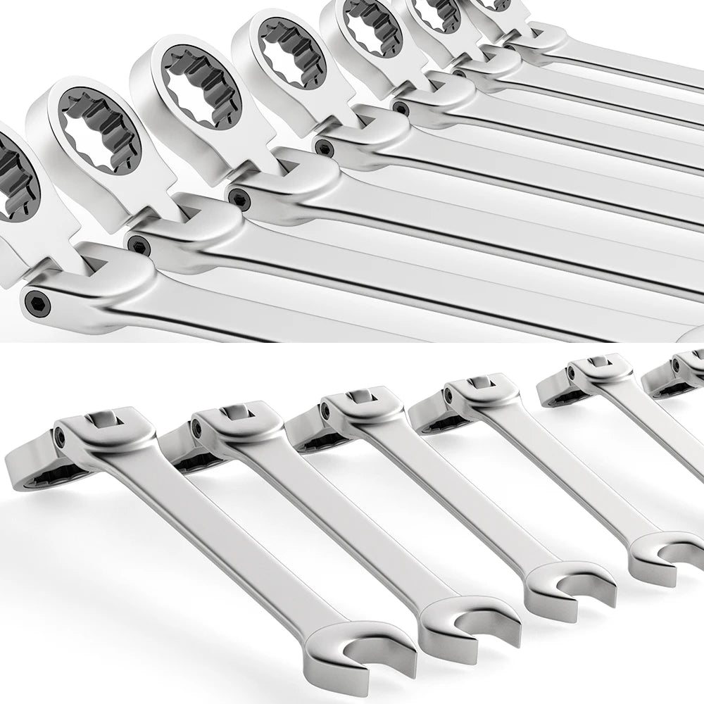 Flex Head Ratchet Spanner Wrench Set (8–22mm) by Snagg A Wrench Set