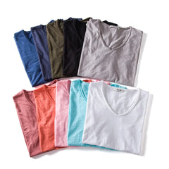 Men's 5 Piece Essential V-Neck Bundle | 100% Pure Cotton Summer Tees