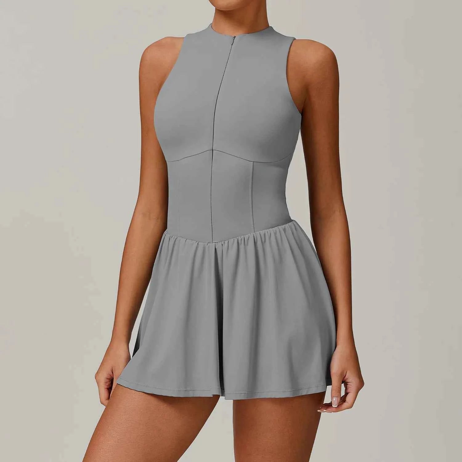 Women's Backless Sports Jumpsuit | Zipper Yoga Romper Sleeveless One-Piece Workout Bodysuit