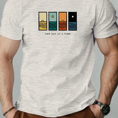 Men's "One Day At A Time" Graphic Tee | Casual Summer Breathable T-Shirt