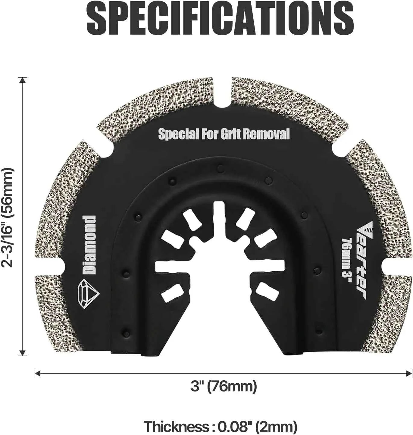 5pcs Diamond Multitool Blades with Adapter | Universal Quick-Release Grout Removal for Soft Tile Cement