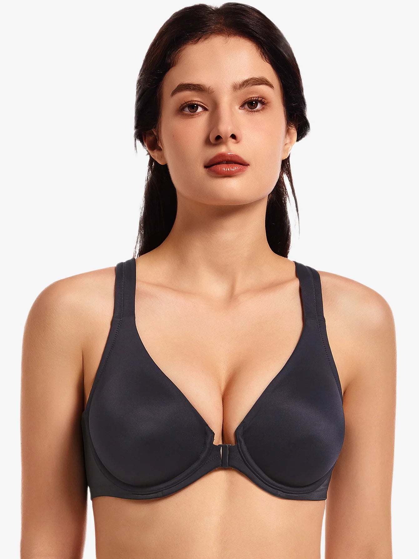 Front Closure Plunge Bra | Seamless Underwire Racerback Full Coverage