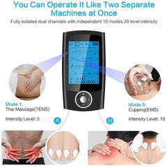 16 Mode TENS & EMS Muscle Stimulator – Portable Dual Channel Therapy Device