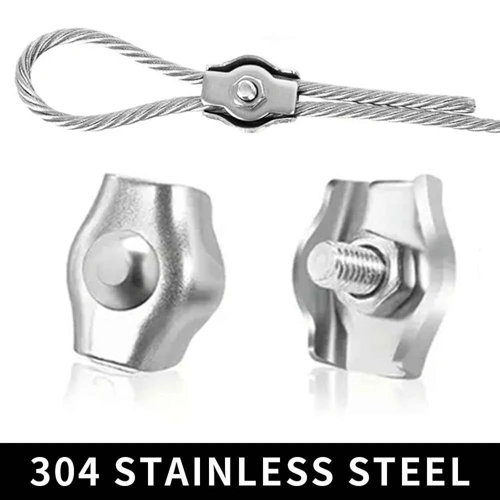 Stainless Steel 304 Cable Clamps M2–M8 | Wire Rope Fixing Clips 1–10pcs