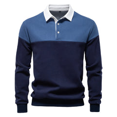 Men’s Premium Color Block Sweatshirt | Business Casual Polo-Collar Pullover