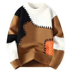 Men’s Patchwork Knit | Winter Loose Streetwear Pullover