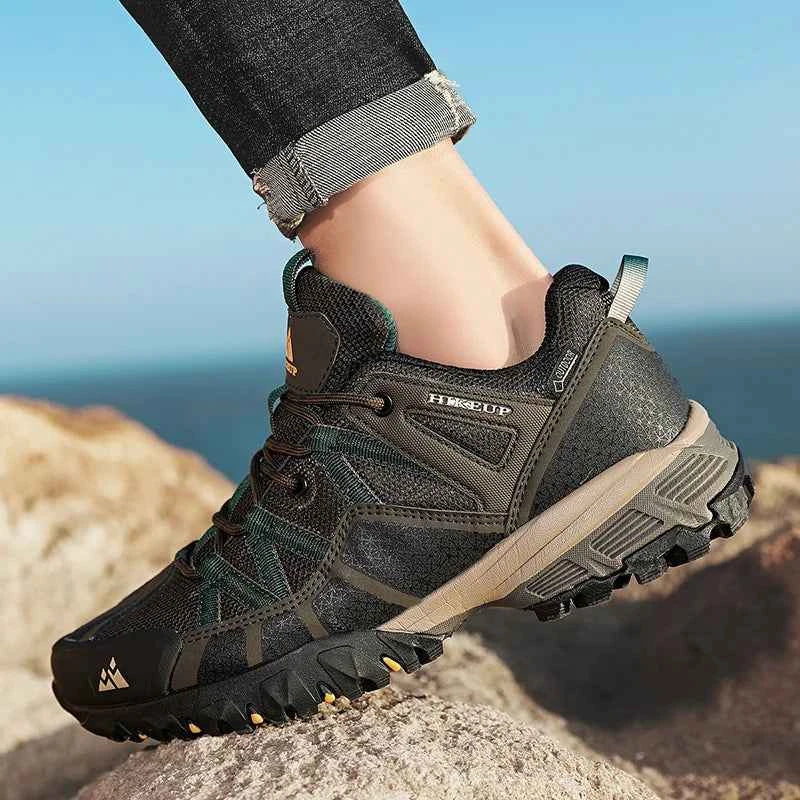 Men's Breathable Hiking Shoes – Leather Upper, EVA Insole & Rubber Sole for Trekking & Camping