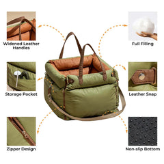 Luxury Faux Leather Pet Car Seat & Travel Bed by Snagg A Pet Seat