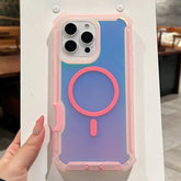 Luxury Magsafe Laser Dazzling Armor Case Dual Layer Protection - for iPhone 15 Series - Phone Cases & Covers