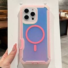 Luxury Magsafe Laser Dazzling Armor Case Dual Layer Protection - for iPhone 15 Series - Phone Cases & Covers