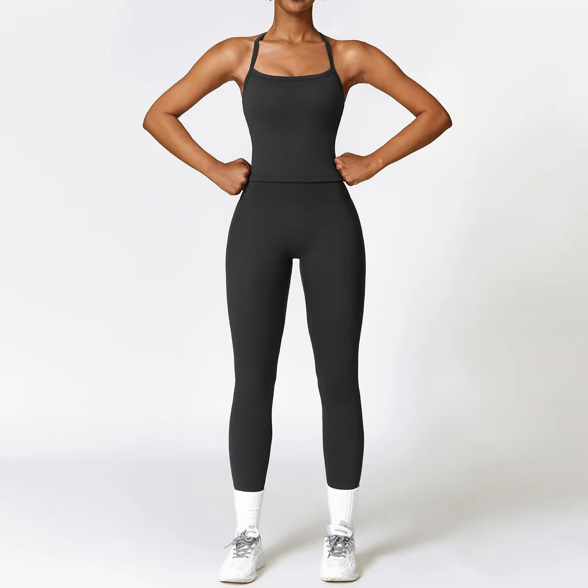 Women's 2-Piece Seamless Long Sleeve Crop Top Yoga Set | High Waist Leggings Gym Fitness Suit
