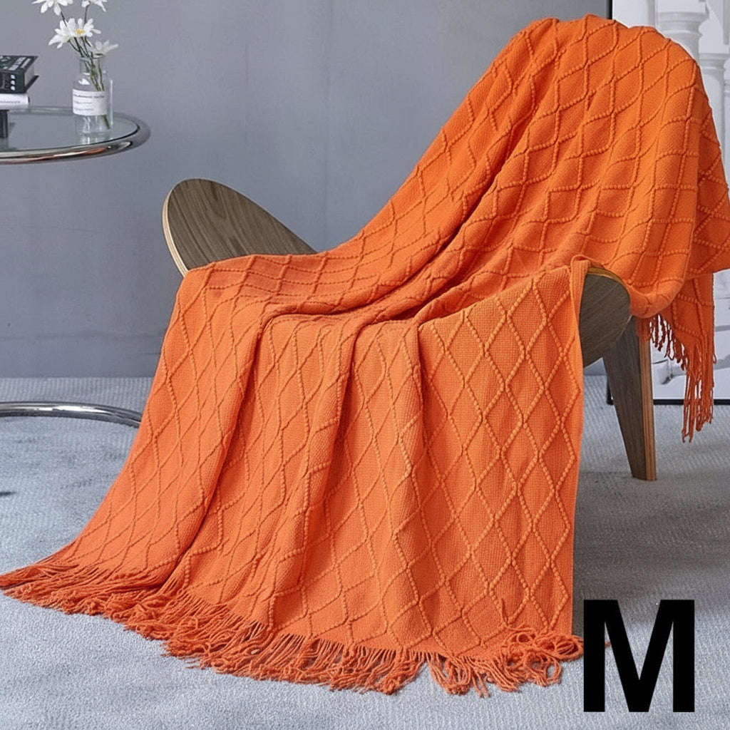 Knitted Throw Blanket – Cozy Comfort with Fringe by Snagg A Throw