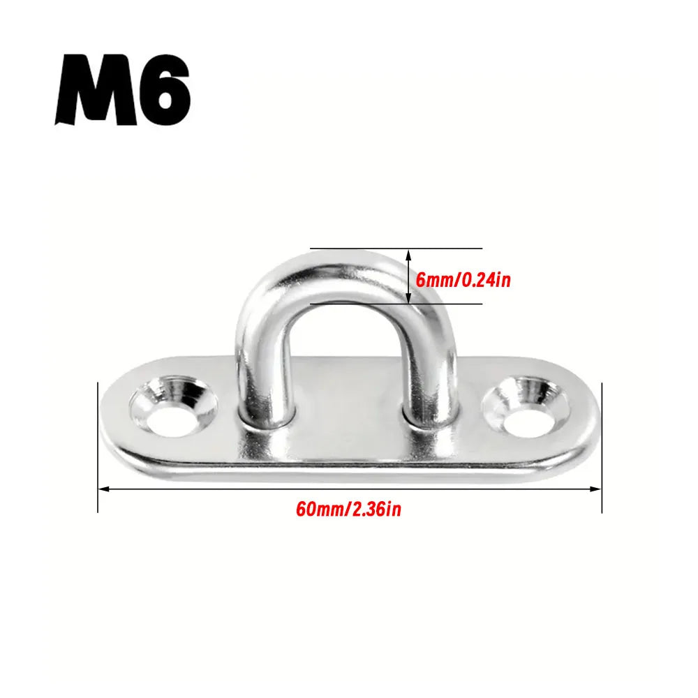 Stainless Steel Elliptical Wall Hooks | Heavy-Duty U-Shaped Eye Plates 2/5/10pcs M5–M12