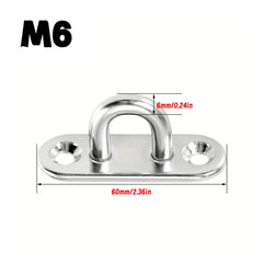 Stainless Steel Elliptical Wall Hooks | Heavy-Duty U-Shaped Eye Plates 2/5/10pcs M5–M12