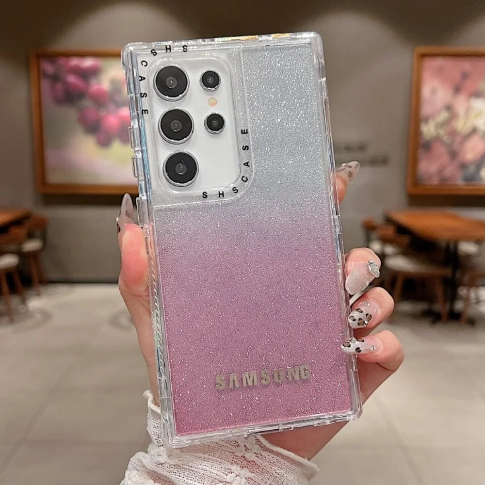 3 in 1 Clear Gradient Glitter Case For Samsung Galaxy S25 Series by Snagg A Phone Case