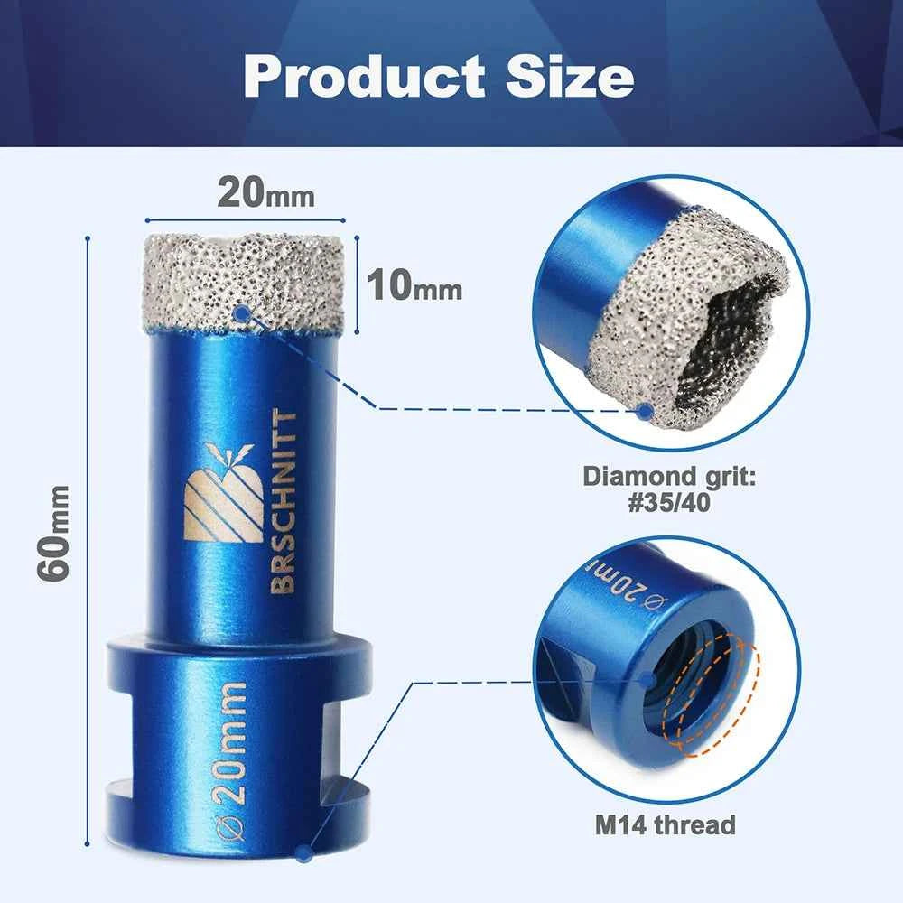Vacuum Brazed Diamond Core Drill Bit & Heavy Duty Hole Saw for Granite, Porcelain, and Ceramic