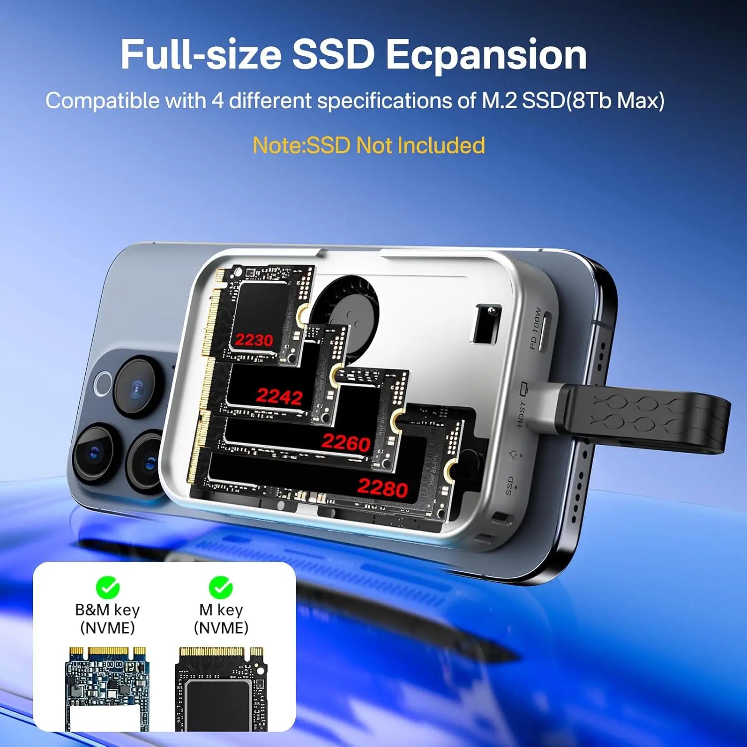 Magnetic M.2 NVMe SSD Enclosure Dock for iPhone 15/16 by Snagg An SSD Enclosure Dock