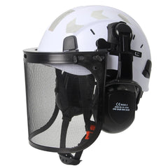 Forestry safety helmet with full face mesh shield and earmuffs – image 9
