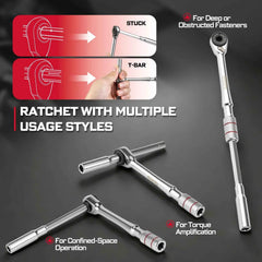 1/4" Ratchet Wrench Set – Heavy Duty Socket, Magnetic S2 Steel Bits with Colour-Coded Base for DIY