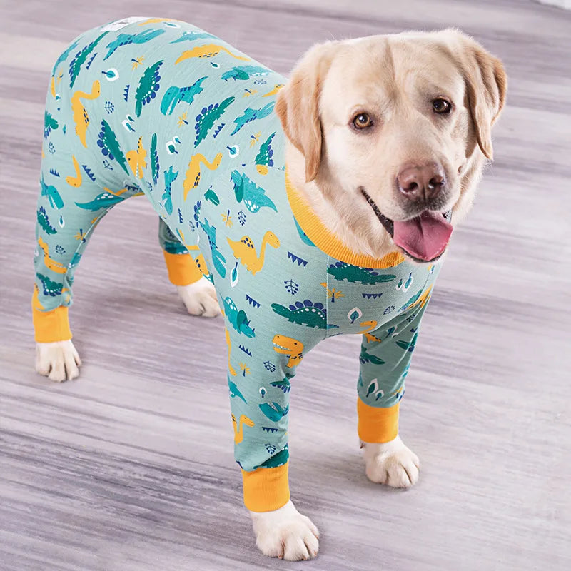 Dog Pyjama Jumpsuit for Medium & Large Dogs – Cosy Full-Cover Belly Recovery Suit (Cuttable Panel)