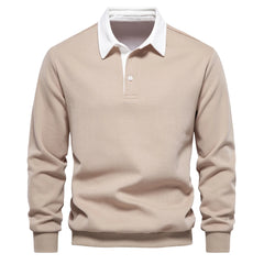 Men’s Premium Polo Collar Sweatshirt | Heavyweight Cotton-Blend Smart Casual Top