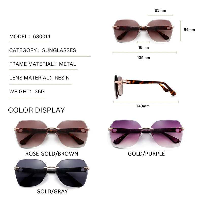Oversized Rimless Butterfly Sunglasses by Snagg It Sunglasses
