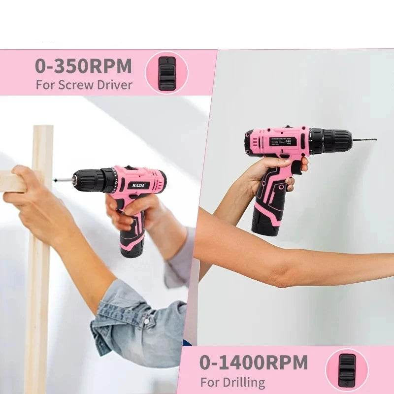 12V Pink Cordless Drill Set - SnaggIt