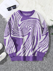 Men’s Maze Jacquard Pullover | Geometric Contrast Round-Neck Sweater