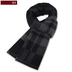 Men’s Luxury Wool Scarf — Cashmere Silk Blend Winter Plaid Shawl