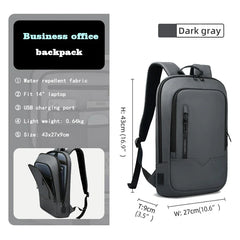 Slim Waterproof Business Backpack 15.6" with USB Charging Port