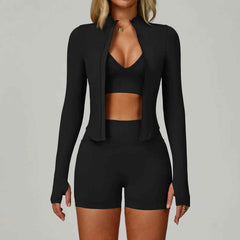 Women's 2/3-Piece Seamless Yoga Set | Gym Workout Suit Fitness Bra Crop Top Long Sleeve Leggings