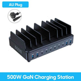 500W Multi USB-C Desktop Charging Dock | PD 100W Stand Holder Fast Charger Phone Tablet Laptop
