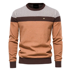 Men’s Spliced Cotton Pullover | Premium O-Neck Winter Knitted Sweater