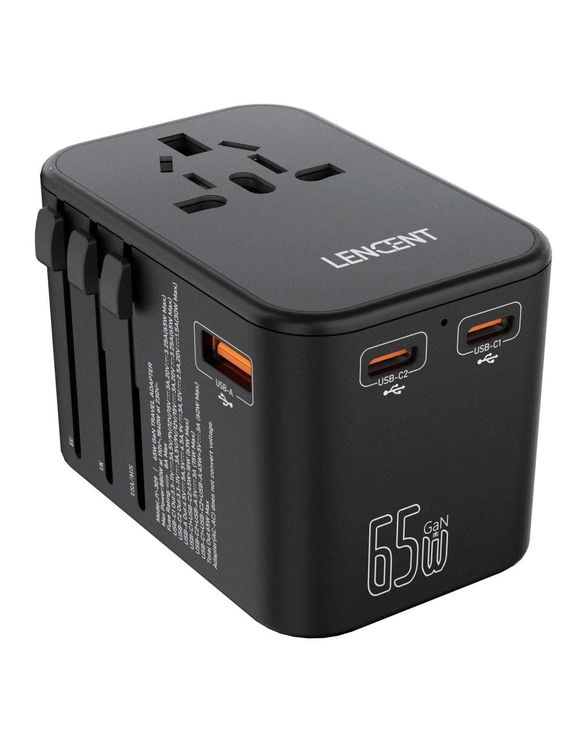 65W/100W GaN International Travel Adapter with 2USB 3 Type C by Snagg A Travel Adapter