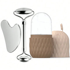Ice Face Roller & Stainless Steel Gua Sha Tool Set