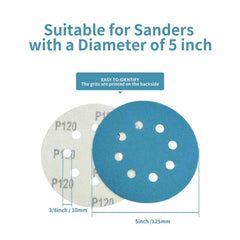 5 Inch 8-Hole Ceramic Sanding Discs | Flocked Hook & Loop 80–320 Grit Grinding Polishing Disc 100pcs
