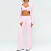 Women's 2/3-Piece Long Sleeve Yoga Set | High Waist Leggings Sports Bra Tracksuit Gym Activewear