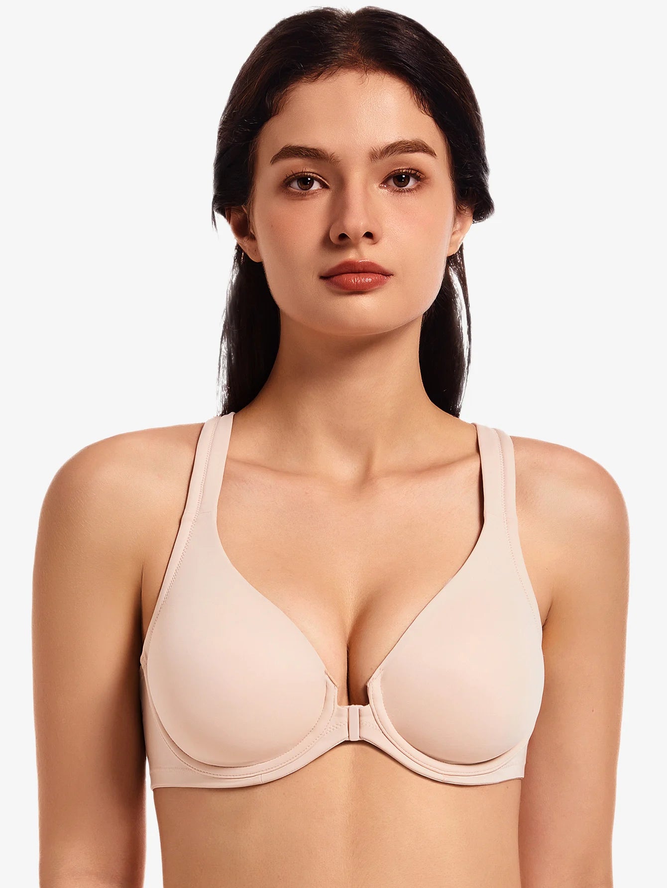 Front Closure Plunge Bra | Seamless Underwire Racerback Full Coverage