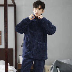 Men's Coral Fleece Pajama Set | Thickened Flocking Long Sleeve Winter Warm Couple Loungewear
