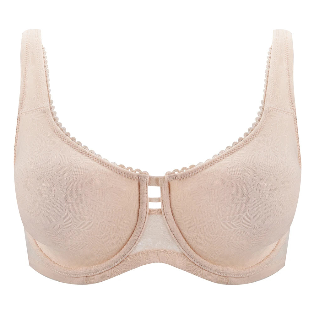 Plus Size Wide Strap Minimizer Bra | Underwire Full Coverage Unpadded Lace