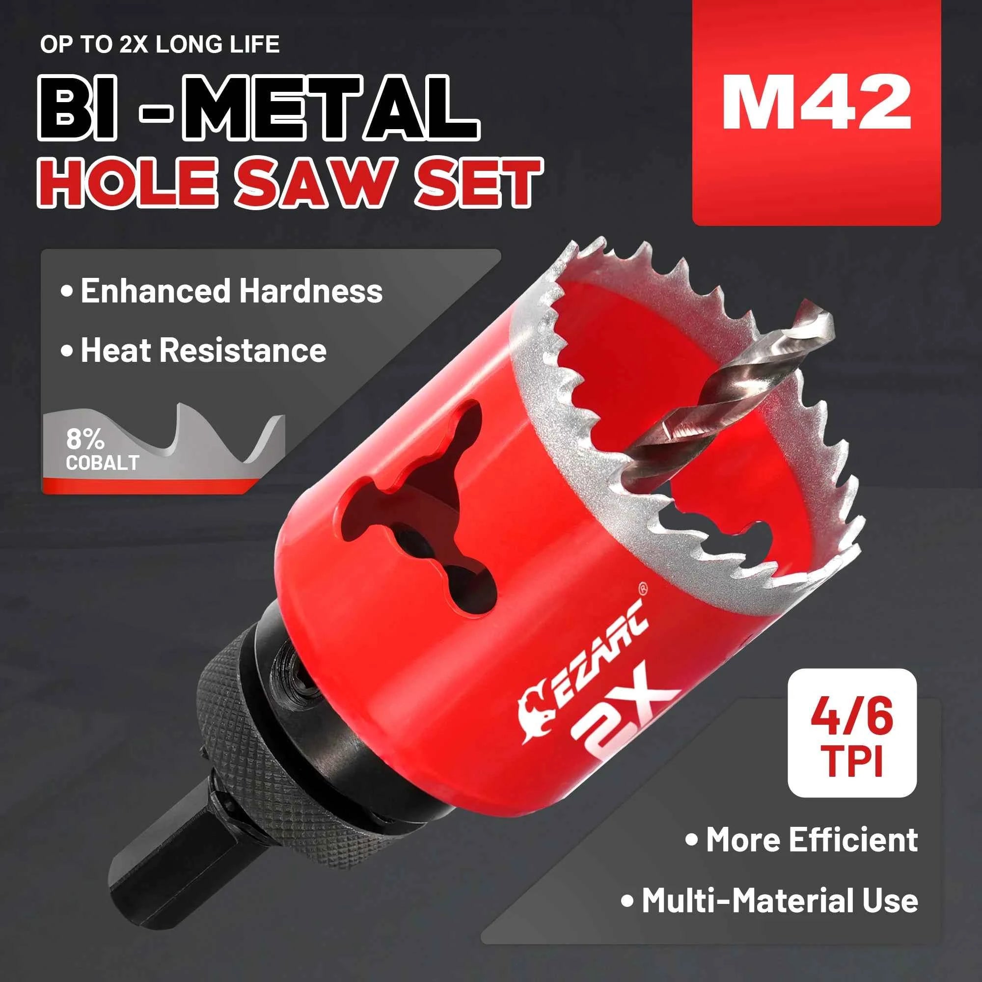16 PCs M42 8% Cobalt Bi-Metal Hole Saw Set & Professional Installation Kit